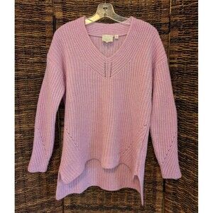 Ted Baker Wool Blend Chunky Knit V Neck Sweater 3 8 Medium Minimalist High Low